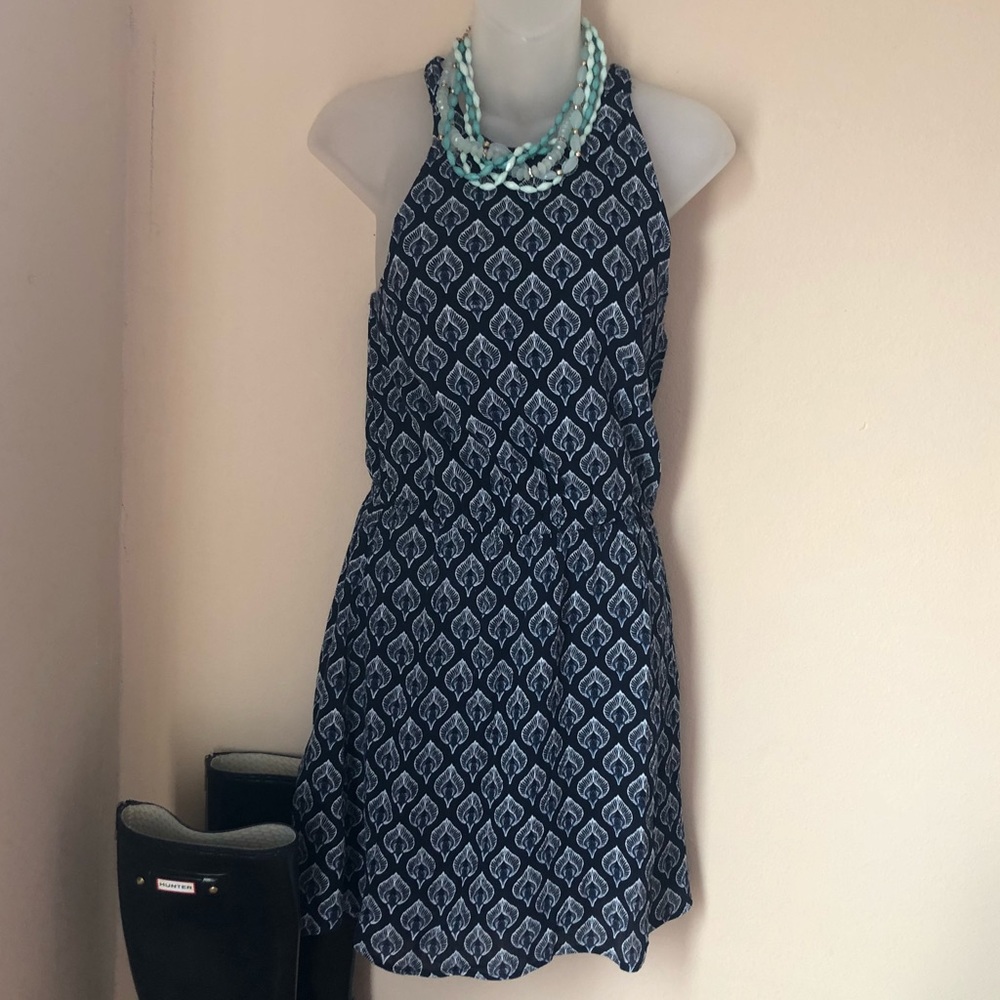 Roxy Blue Mini Halter Dress with Spade Design